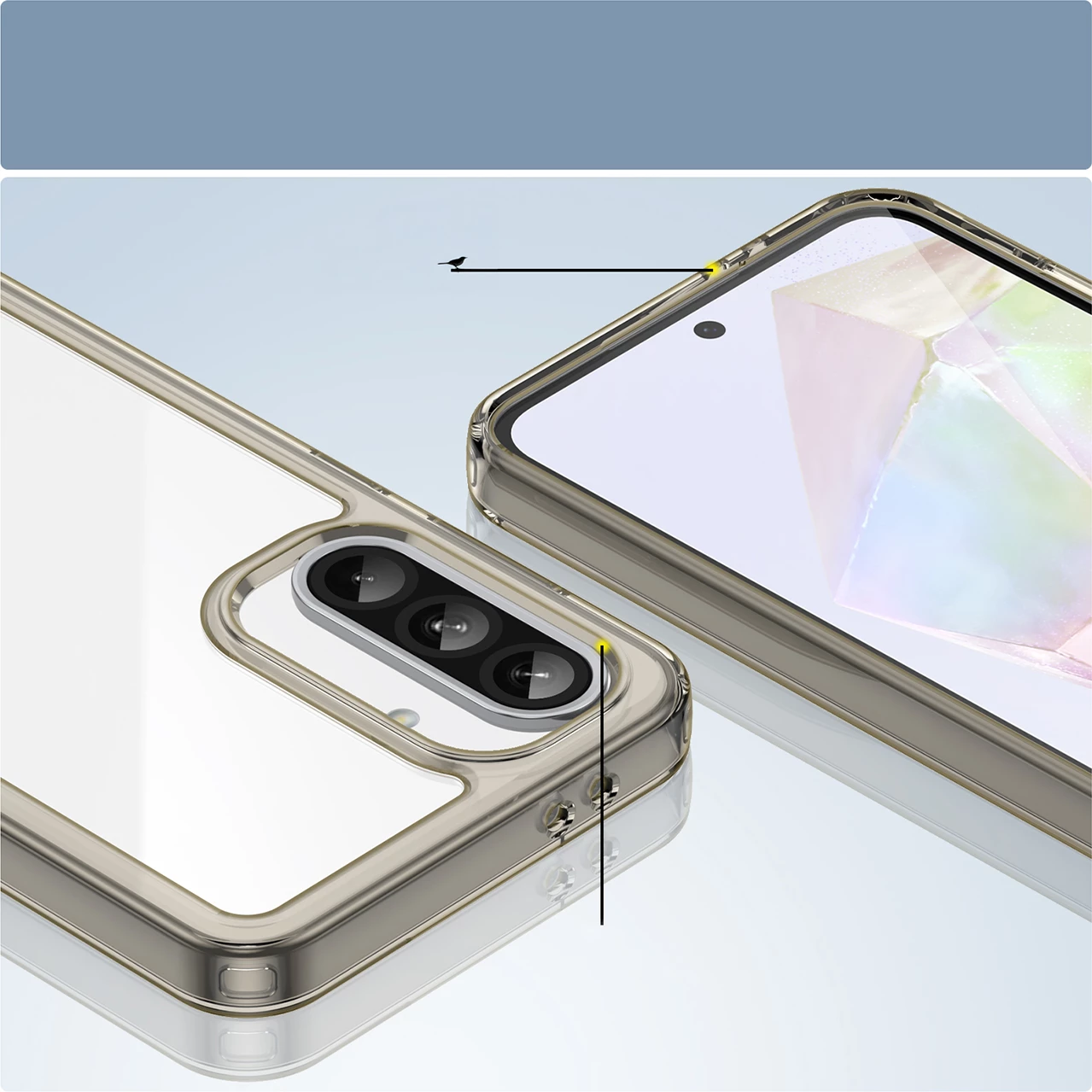 Mbështjellës Hurtel Outer Space Case për Samsung Galaxy A56, gjysmë-transparent, i zi