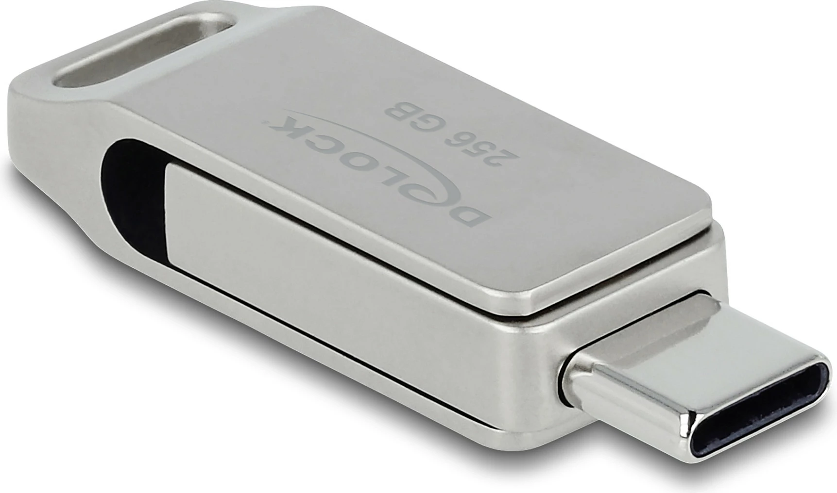 Memorie USB DeLOCK 256GB, USB-A + USB-C, USB 3.2 Gen 1, metal, gri