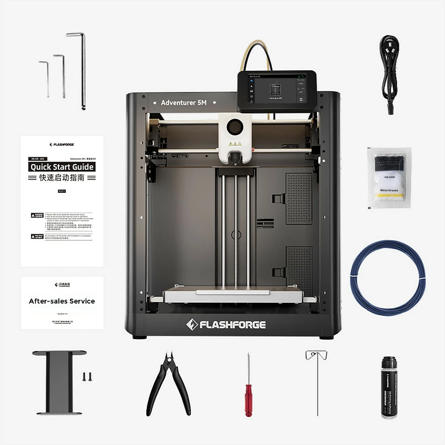 Printer 3D Flashforge Adventurer 5M, FFF, ekran me prekje, Wi‑Fi/Ethernet, e zezë