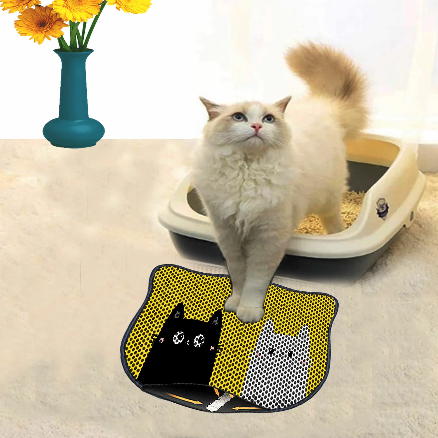 Tapet për rërë mace, shumëngjyrësh, Paws & Whiskers, Kdkafa0193, 40x50cm