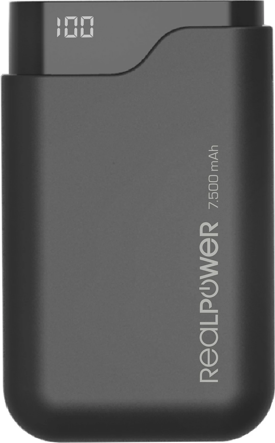 Power bank Realpower PB-7500C, 7500 mAh, USB-C, ekran digjital, i zi