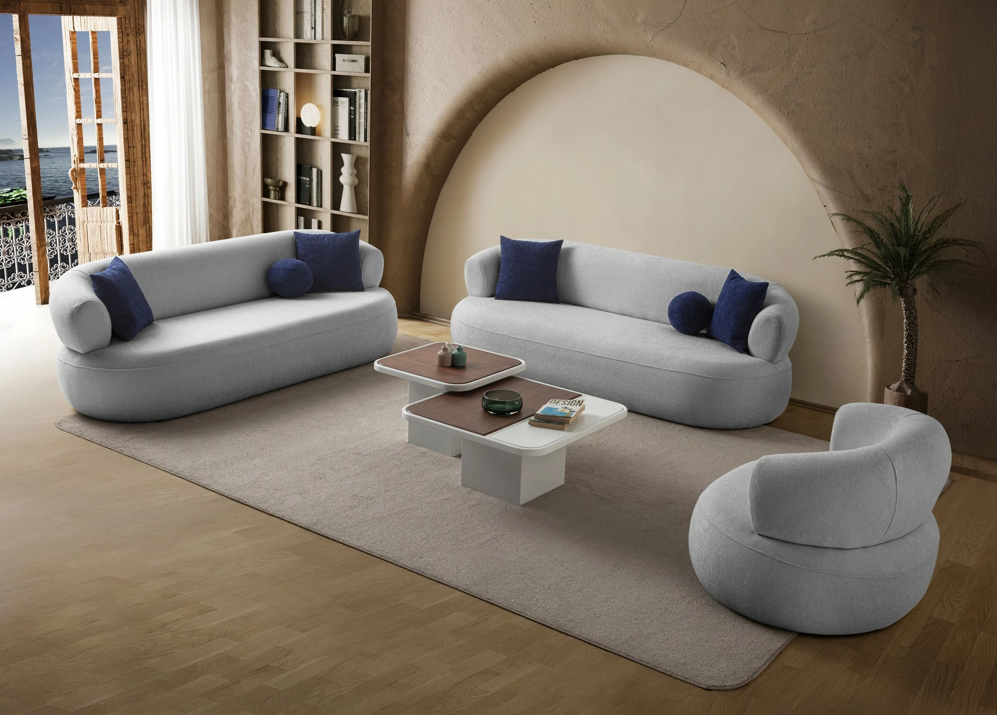 Divan treshe Atelier del Sofa, ngjyrë gri, Roma