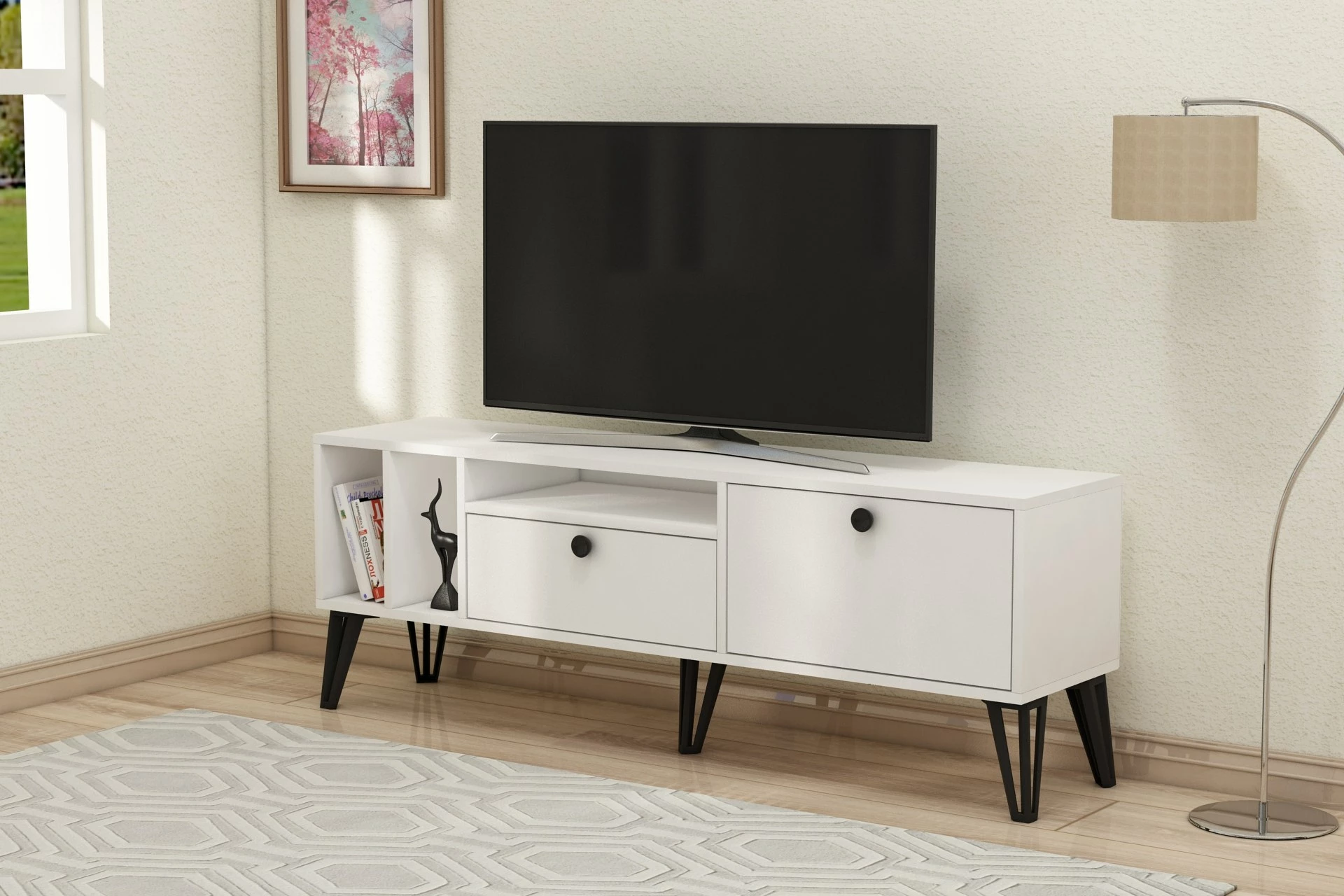 Komodë TV Hanah Home, Aris, e bardhë