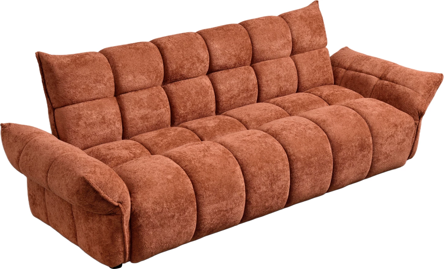 Sofabed MELU, material pëlhurë terrakote, susta xhepi, 240-250x90x85cm
