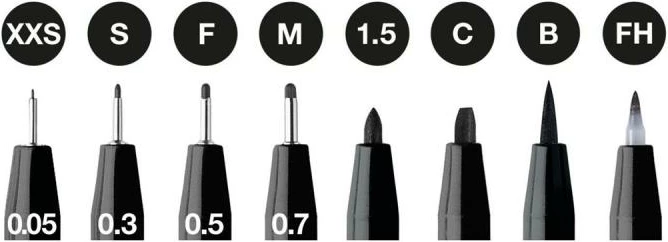 Set stilolapsa vizatimi Faber-Castell Pitt Artist Pen FC-167158, 8 copë, zi