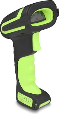 Skaner barkodi DeLOCK 90588, 1D/2D, wireless Bluetooth 4.1 + RF 433 MHz, me bazë karikimi, i zi/jeshil