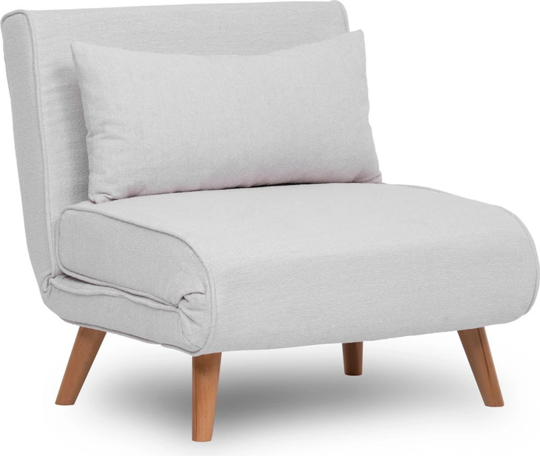 Krevat-karrige një vendi Atelier del Sofa, Folde Single, material teddy, e bardhë