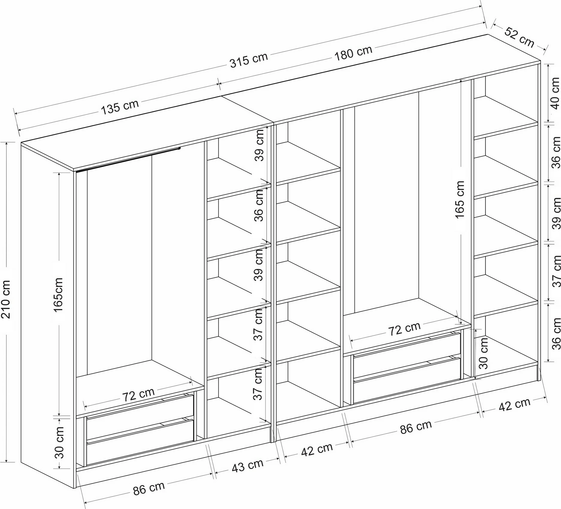 Dollap Skye Decor, anthracit, Kale Plus - 7779