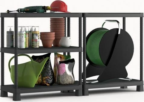 Raft plastik Keter Plus TRIBAC 90/5 CRV240621, 5 kate, 90 x 45 x 182 cm, i zi, 1 copë