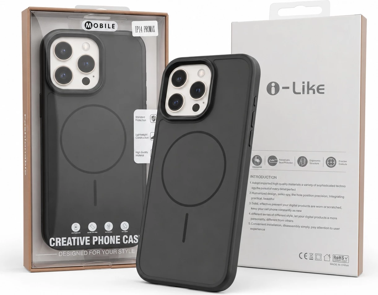 Mbrojtëse Silikoni Mat me MagSafe për iPhone 16 pro max, magnetik dhe praktik, për përdorim të përditshëm, e zezë mat