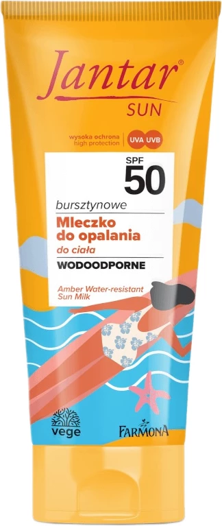 Qumësht për diell unisex Farmona Jantar Sun Amber Waterproof SPF50, 200ml