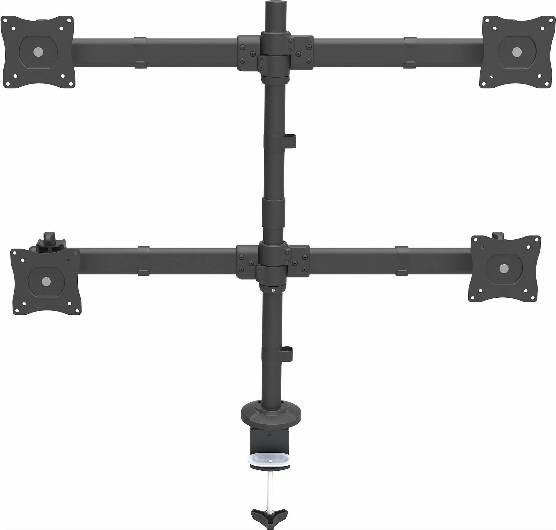 Mbajtës për 4 monitorë StarTech Quad, VESA 75x75/100x100, montim në tavolinë clamp/grommet, i zi