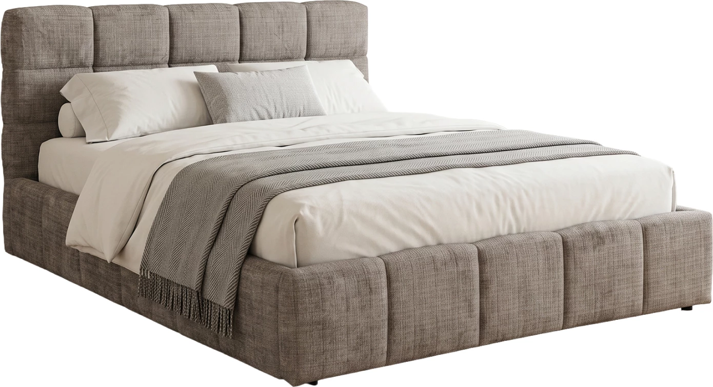 Shtrat dopio me hapësirë ruajtjeje VITO FH762.05, bezhë/kafe, stof, për dyshek 160x200 cm