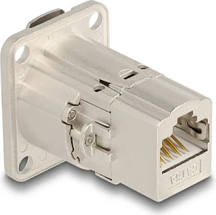 Kupler RJ45 DeLOCK D-Type Cat.6A STP metal, panel-mount, argjendtë