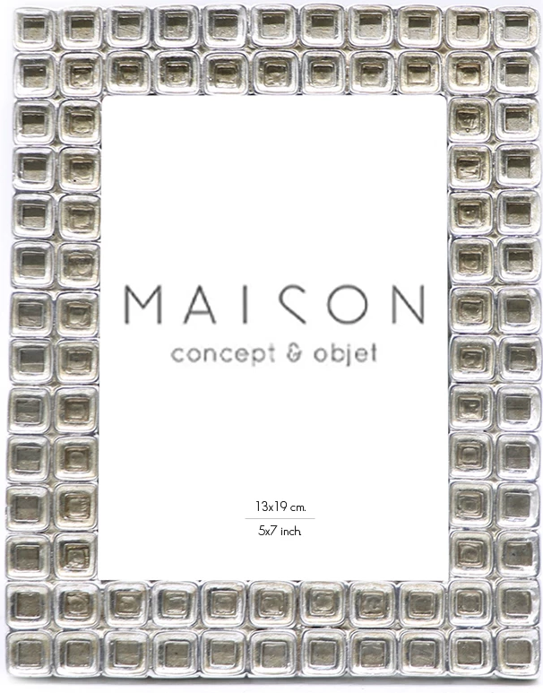 Kornizë foto Cubes, polirezine, ngjyrë argjendi, xham, 18x2x23cm