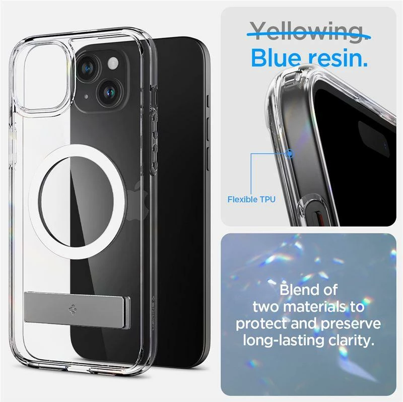 Mbështjellës Spigen Ultra Hybrid S MagSafe për iPhone 15 Plus, Transparent