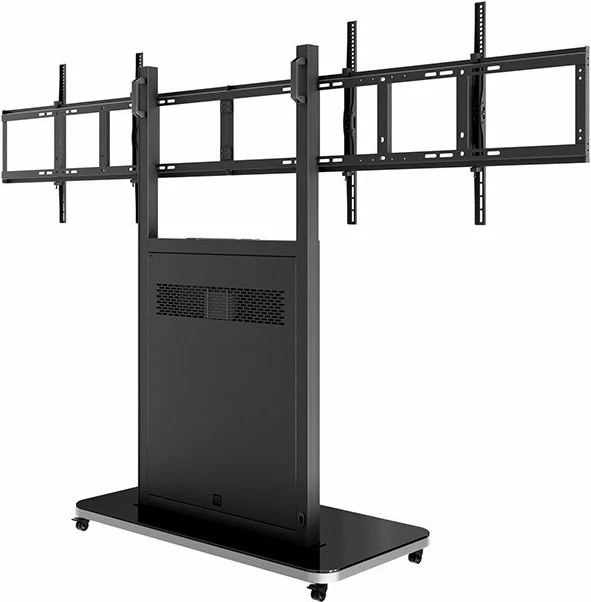 Mbajtëse dyshemeje për 2 TV Hagor Pro-Tower L Dual 55"-65", 2x55 kg, VESA 200x200-600x400, e zezë