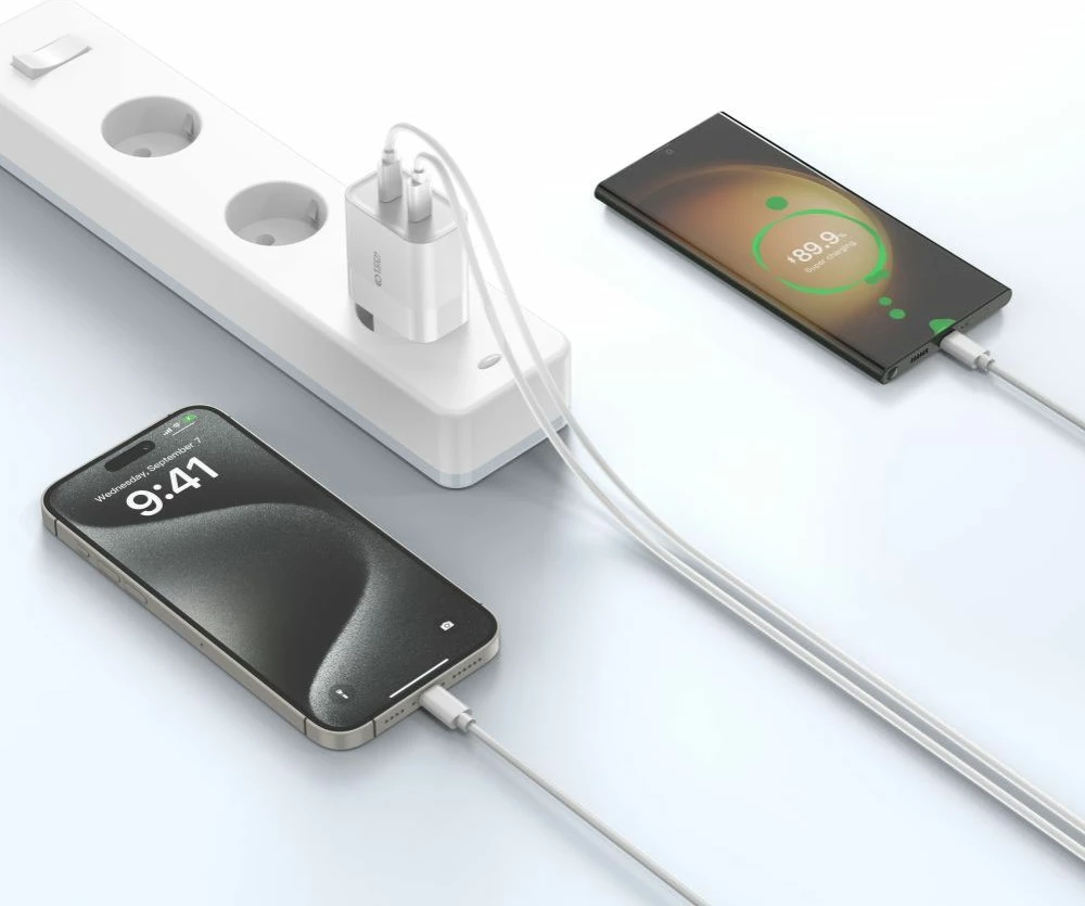 Karikues rrjeti Tech-Protect C20W me 2 porta USB-C, 20W, i bardhë