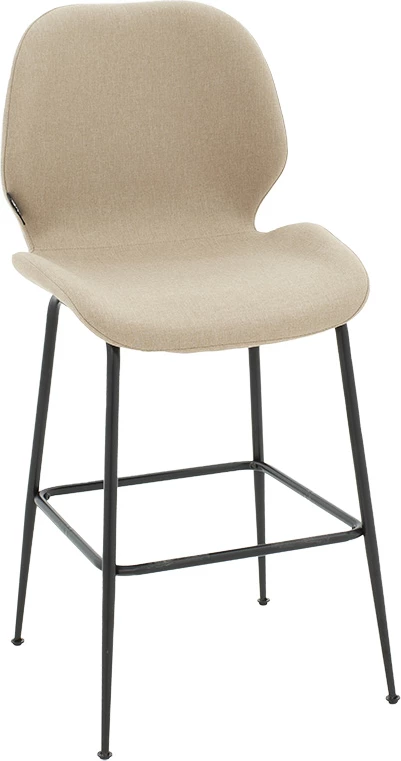 Karrige për bar Impel, këmbë metali të zeza, pëlhurë bezhë