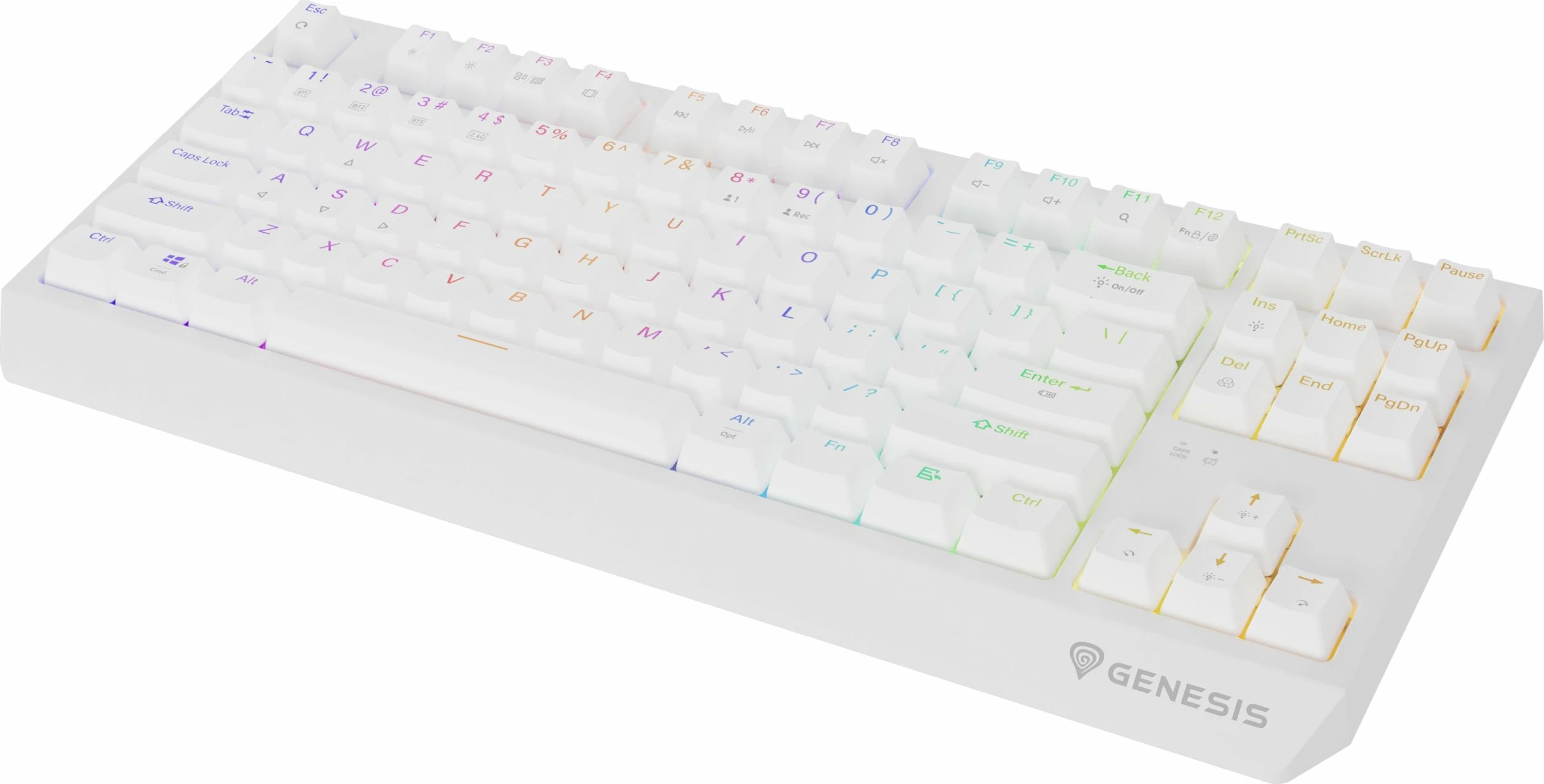 Tastierë gaming mekanike GENESIS Thor 230 TKL Wireless (NKG-2165), Outemu Red, RGB, USB/Bluetooth/2.4GHz, e bardhë
