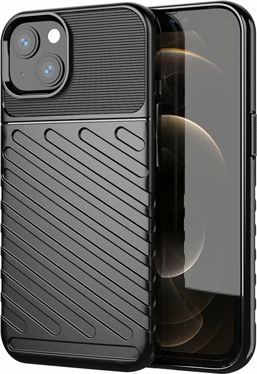 Mbështjellës Hurtel Thunder Case për iPhone 13 mini, TPU, i zi