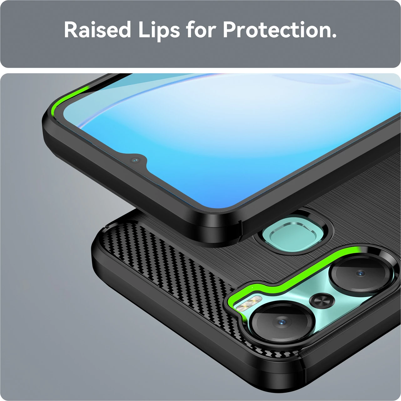 Mbështjellës Hurtel Carbon Case për Infinix Hot 12 Pro, TPU, i zi