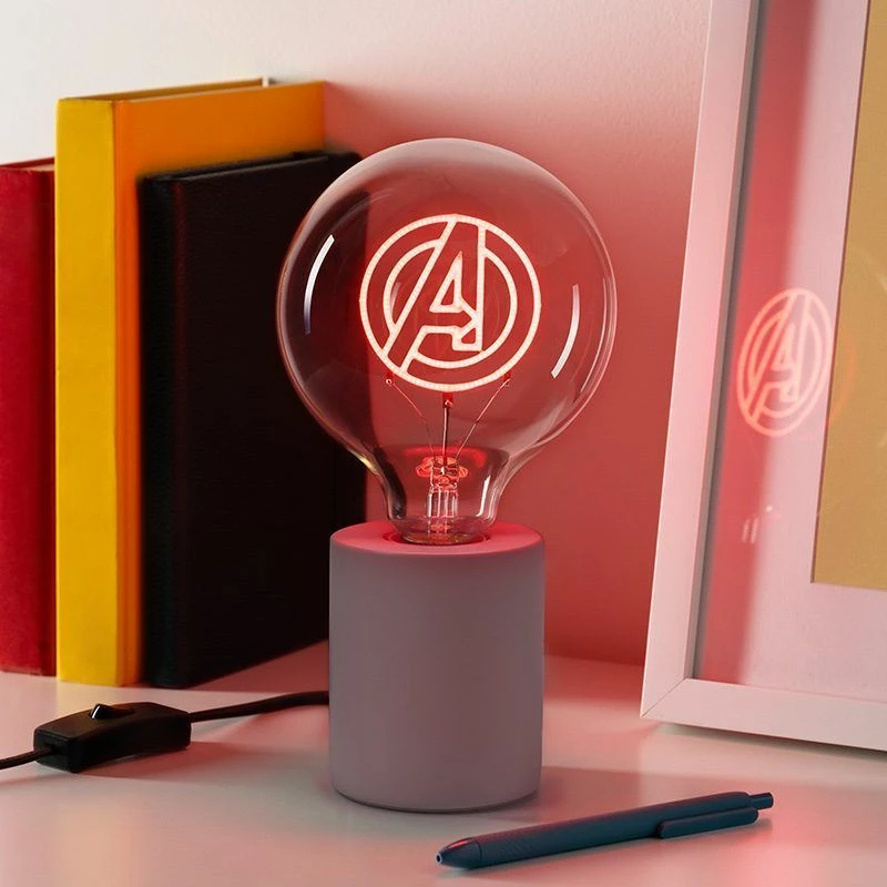 Lampë tavoline Paladone Marvel Avengers LED Neon Bulb E27 24.3 cm, e kuqe