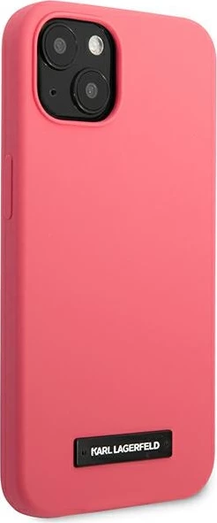 Mbështjellës Karl Lagerfeld për iPhone 13, 6.1", silikon, fuksja