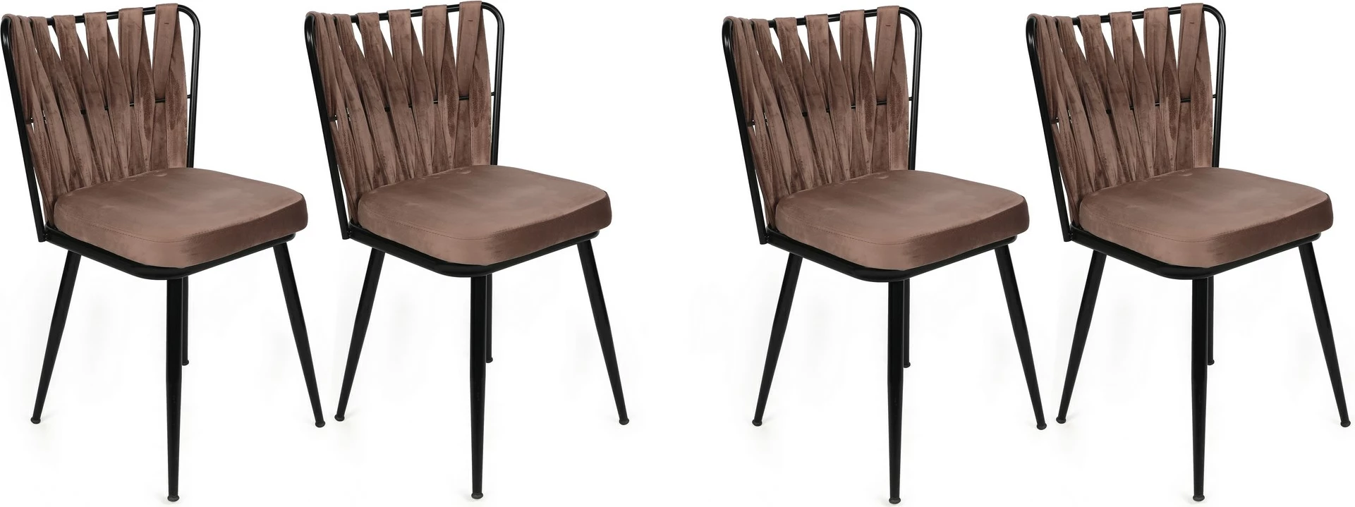 Set karrigesh (4 copë), Hanah Home, Kuşaklı-233 V4, ngjyrë kafe e çelët dhe e zezë