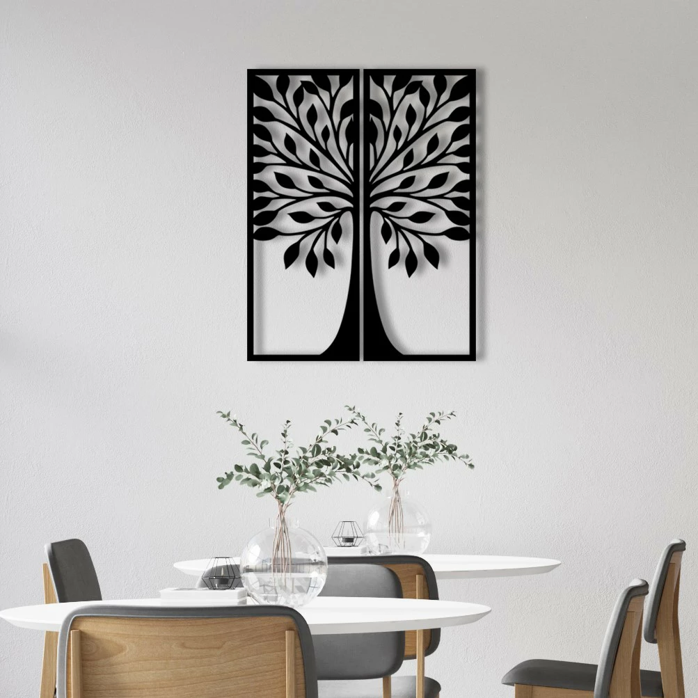 Aksesor dekorativ metalik për mur, Wallity Efsane, ngjyrë e zezë, 51x65cm