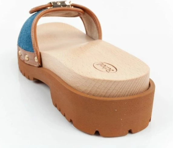 Këpucë për femra Scholl, kafe dhe blu