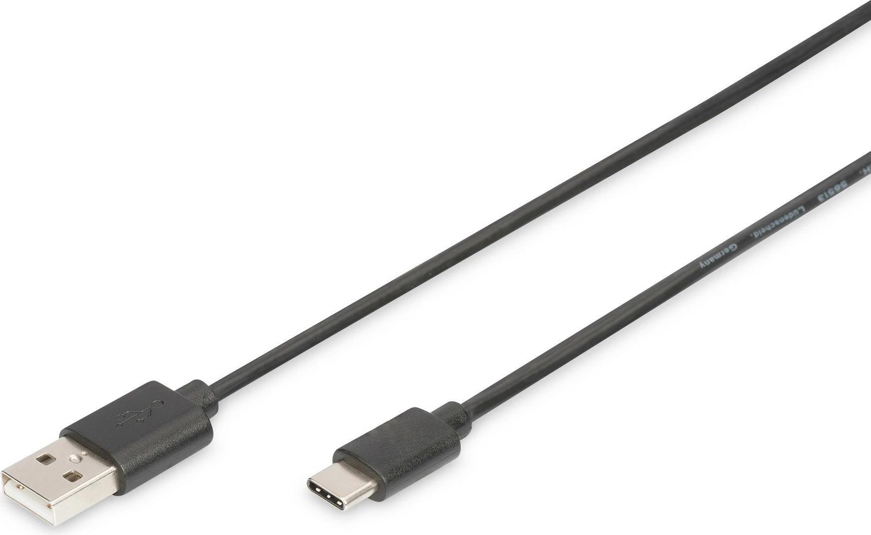 Kabllo USB Digitus Type-C në USB A, 1m, USB 2.0, e zezë