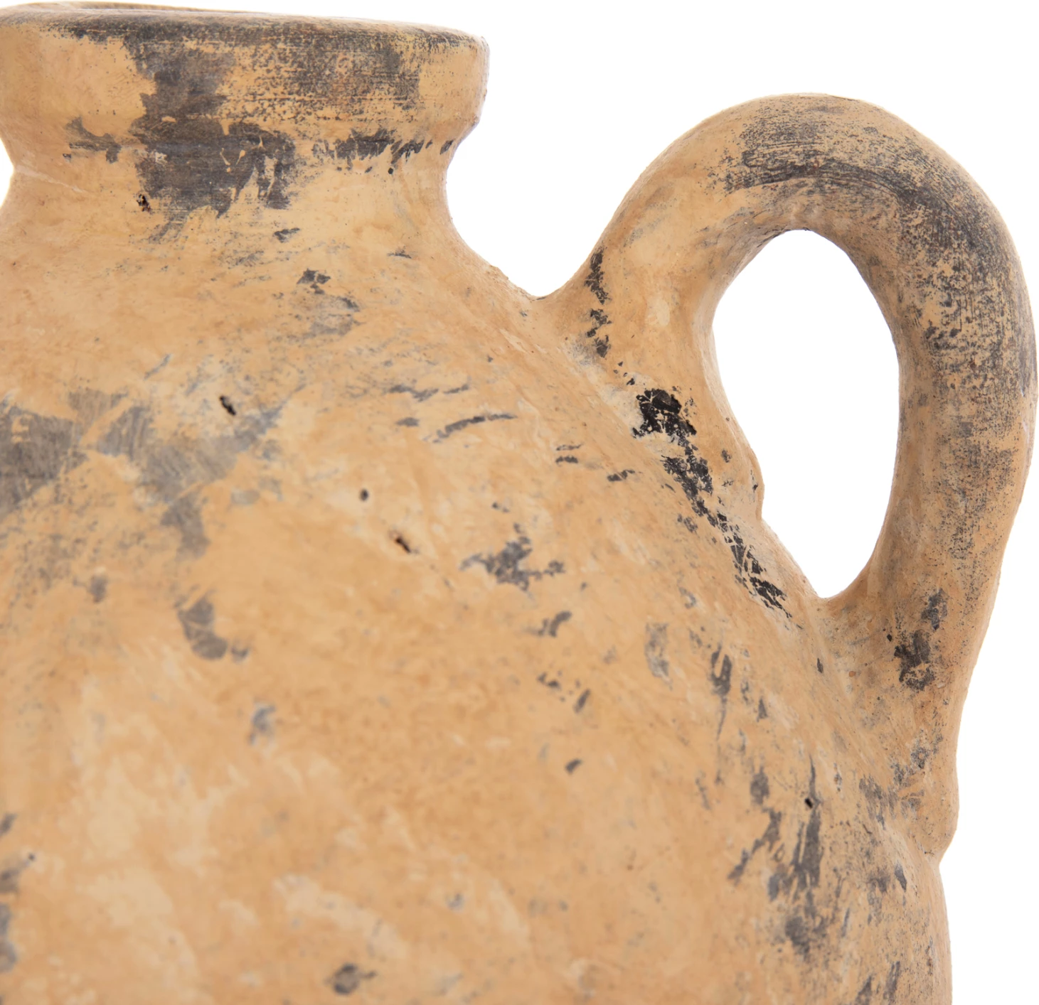 Vazo dekorative tavoline VERMO, terrakotë, bezhë e fërkuar, Φ22x17Hcm