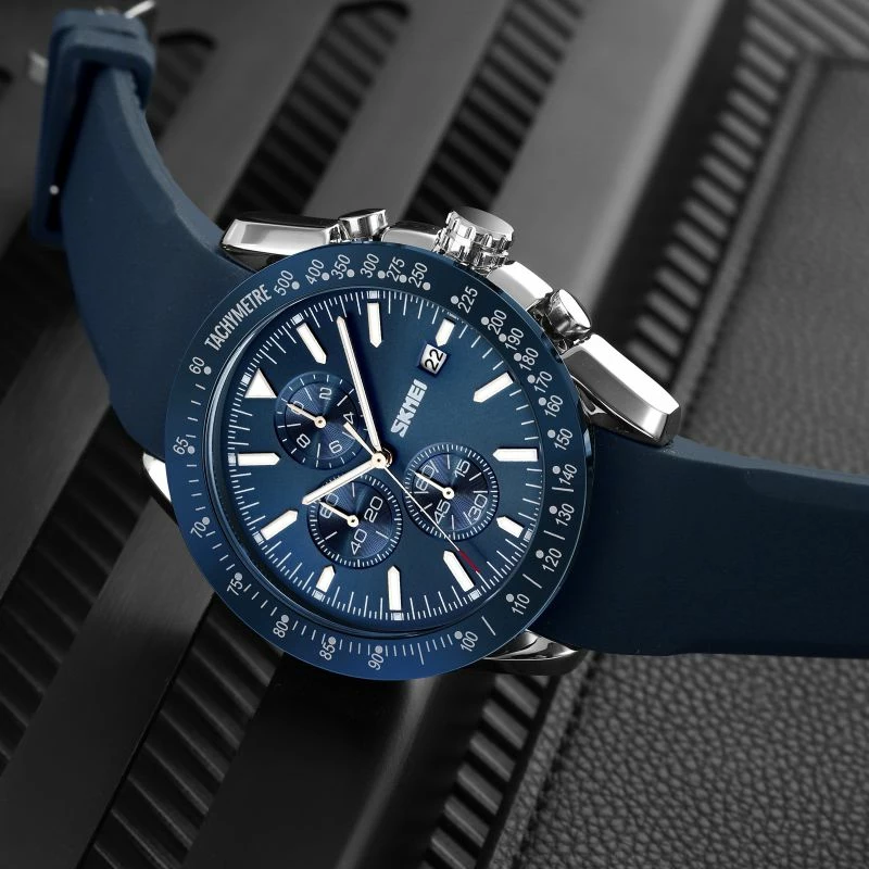 Orë dore për meshkuj Skmei, blu e argjendtë