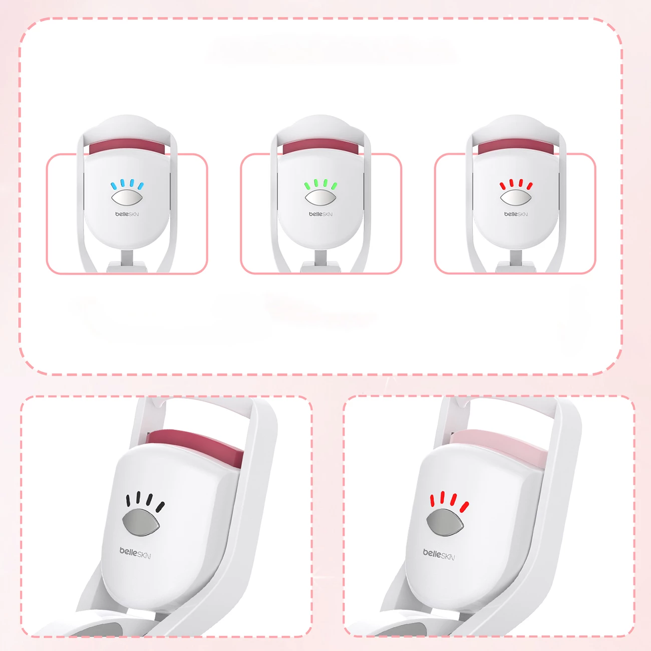 Përkulës qerpikësh me ngrohje MAXGROOM BM2310, 3 nivele 60/70/80°C, USB-C, bateri 230 mAh, i bardhë, në kuti