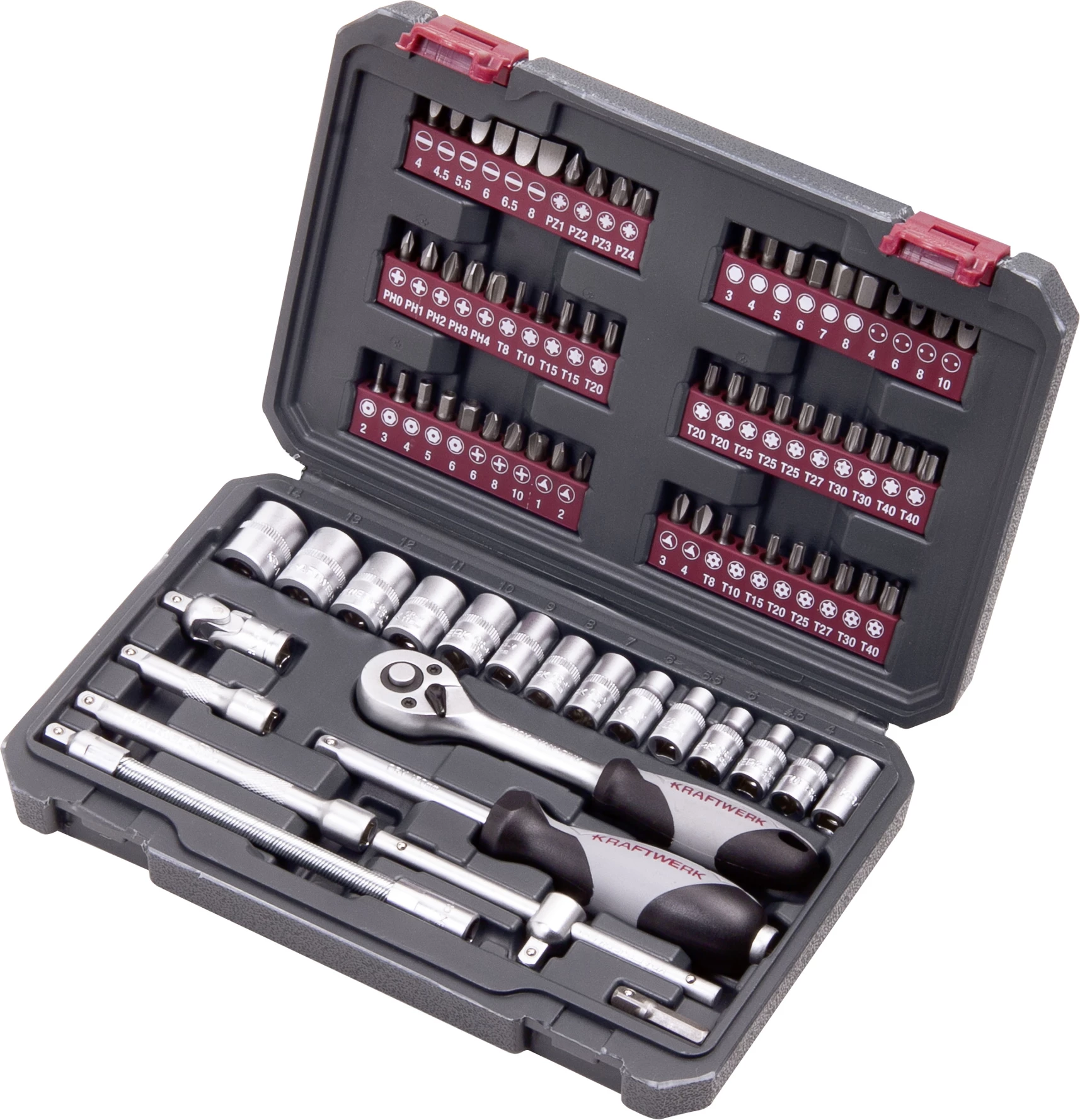 Set Veglash me Soket dhe Bit 1/4 inch, 82 Pjesë, Kraftwerk 204.101.001