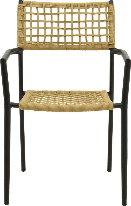 Karrige me krahë Castal, çelik i zi, litar natyral, 53x59x84cm