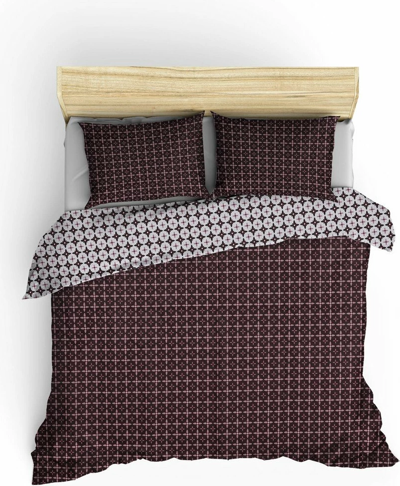 Set mbulesë për jorgan dopio Ranforce, L'essentiel, Camicia, ngjyrë e kuqe e errët dhe e bardhë