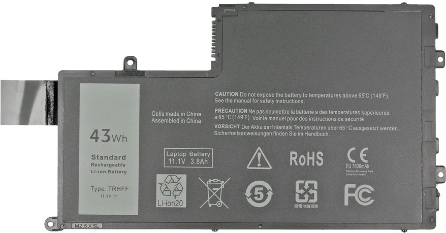 Bateri laptop Mitsu BC/DE-5445 për Dell Inspiron 14/15, Latitude 3450/3550, 3800 mAh, 11.1V, e zezë
