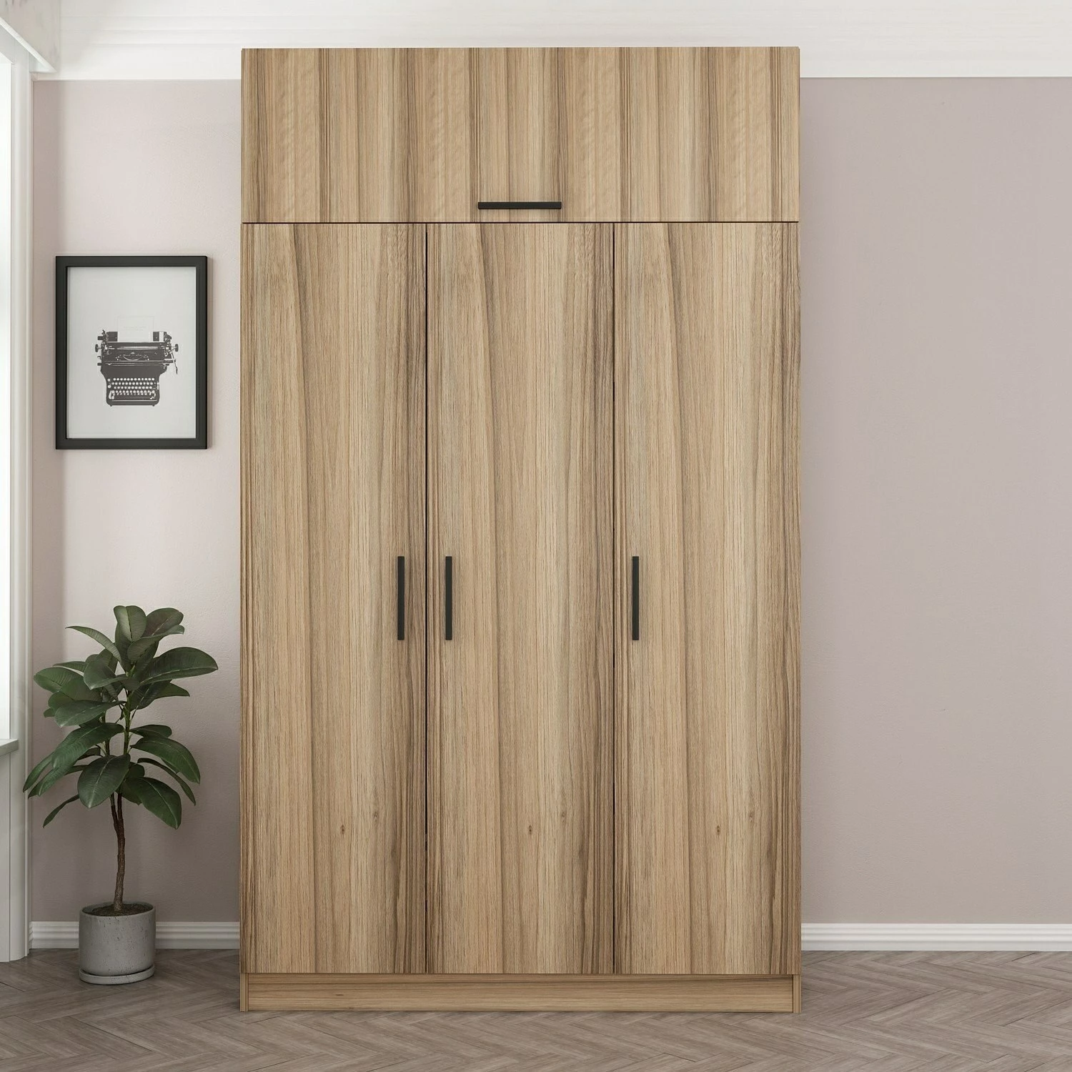 Dollap Skye Decor, 3 kapak, 2 sirtar, ngjyrë dore, 255cm