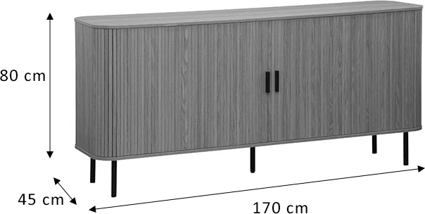Bufe Scandi MDF ngjyrë natyrale me këmbë metali të zeza 170x45x80cm