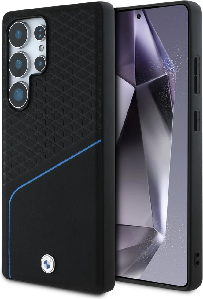 Mbështjellës BMW Leather Textured and Smooth MagSafe për Samsung Galaxy S25 Ultra, i zi