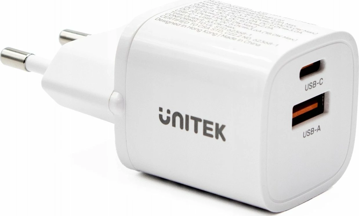 Karikues Unitek P1125AWH01-EU 33W, 1x USB-C + 1x USB-A, PD 3.0 / QC 3.0, GaN II, i bardhë