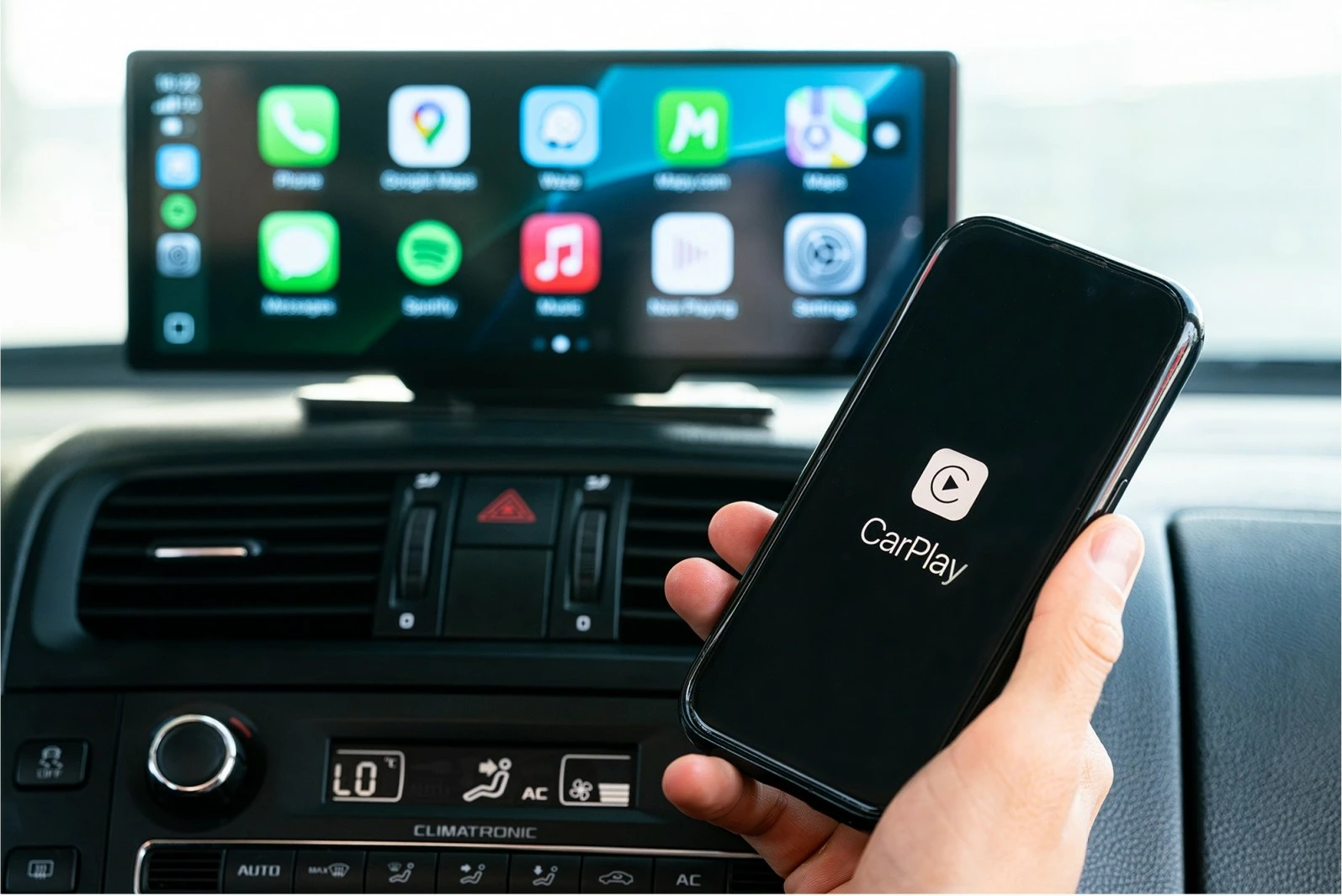 Ekran CarPlay/Android Auto për veturë Sencor SCT M1060BWT, 10.26\" IPS, HD 1060x600, wireless, kamerë mbrapa 1080p, i zi