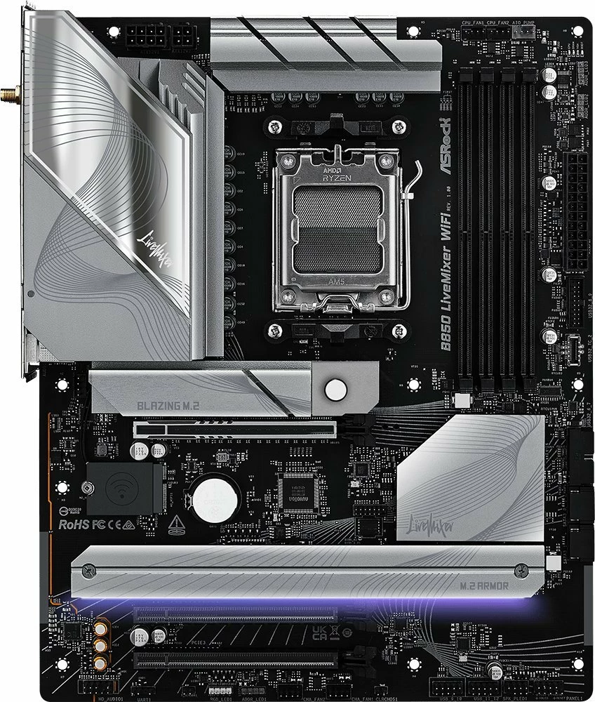 Pllakë amë ASRock B850 LiveMixer WiFi ATX DDR5, zezë/argjend