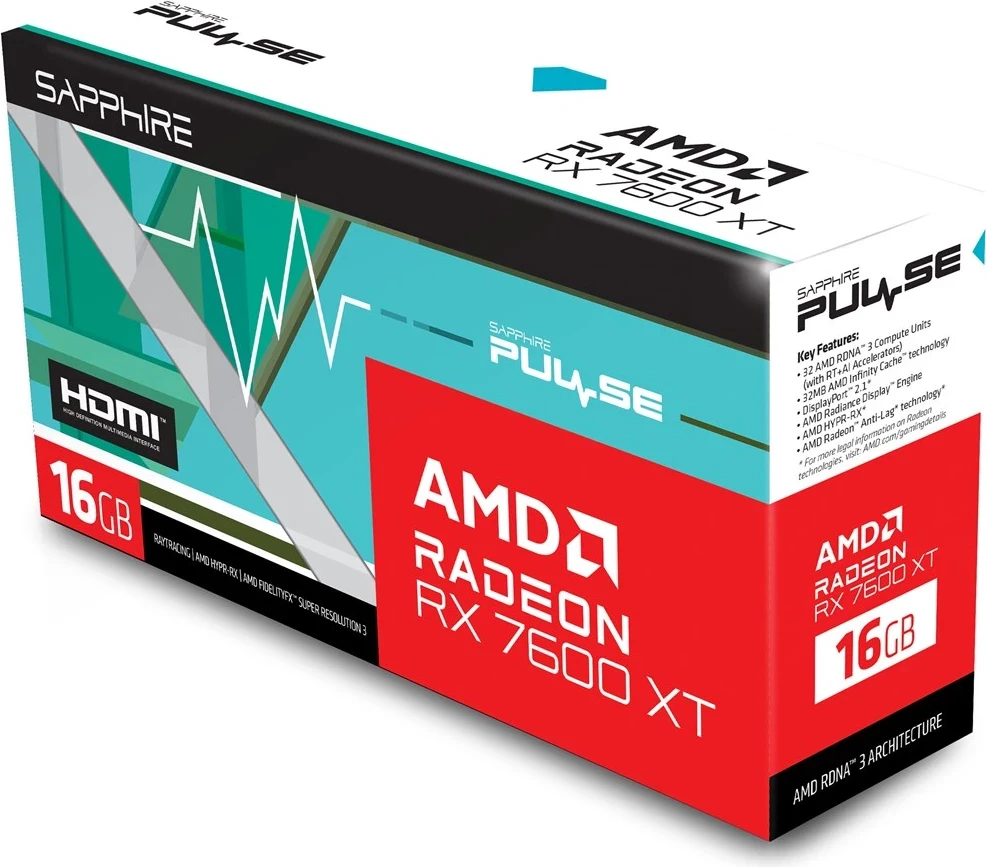 Kartë Grafike Sapphire PULSE Radeon RX 7600 XT, AMD 16 GB GDDR6