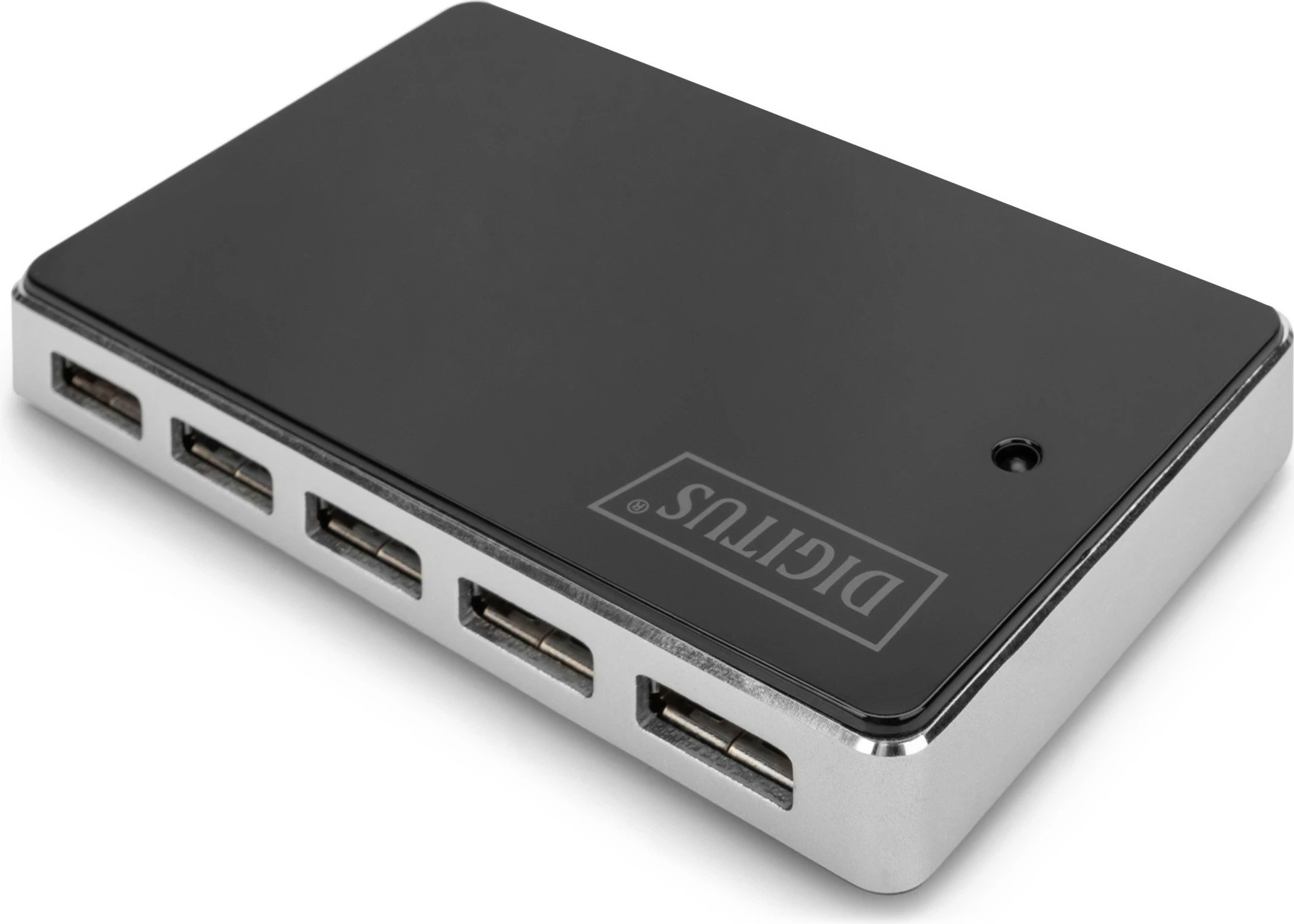 Hub USB Digitus, 10-Port, USB 2.0, 480 Mbit/s, Ngjyrë e zezë, Argjendtë