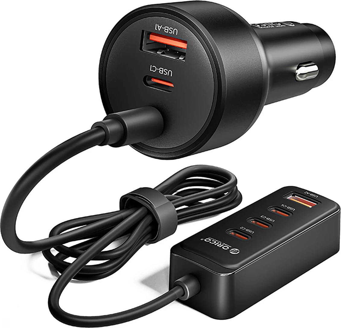 Karikues veture Orico ChargeClip 108W 2x USB-A + 4x USB-C me kapëse, i zi
