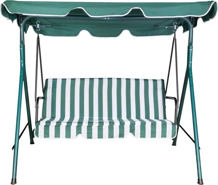 Lëkundëse kopshti Globo, metalike, jeshile, material pëlhurë me vija jeshile-bardhë, 170x110x153cm
