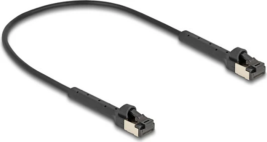 Kabllo rrjeti DeLOCK RJ45 Cat6a slim 0.25m, këndore, e zezë